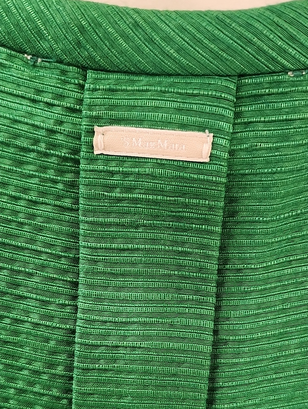 Max Mara Kelly green silk blend shift mini Dress textured finish Size 6 - Picture 14 of 16